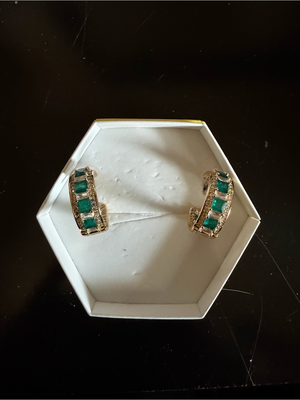 May 25: Emerald on Gold Hoops